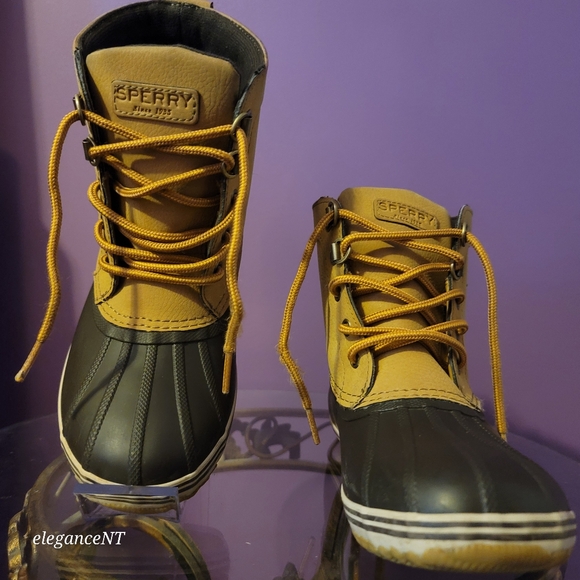 Sperry Little Boy's Bowline Tan Duck Boots Sz: 3M - Picture 4 of 10